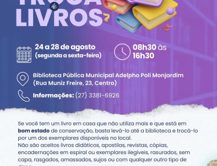 Cultura - Banca Troca de Livros incentiva leitura e circulação de histórias na Biblioteca de Vitória
